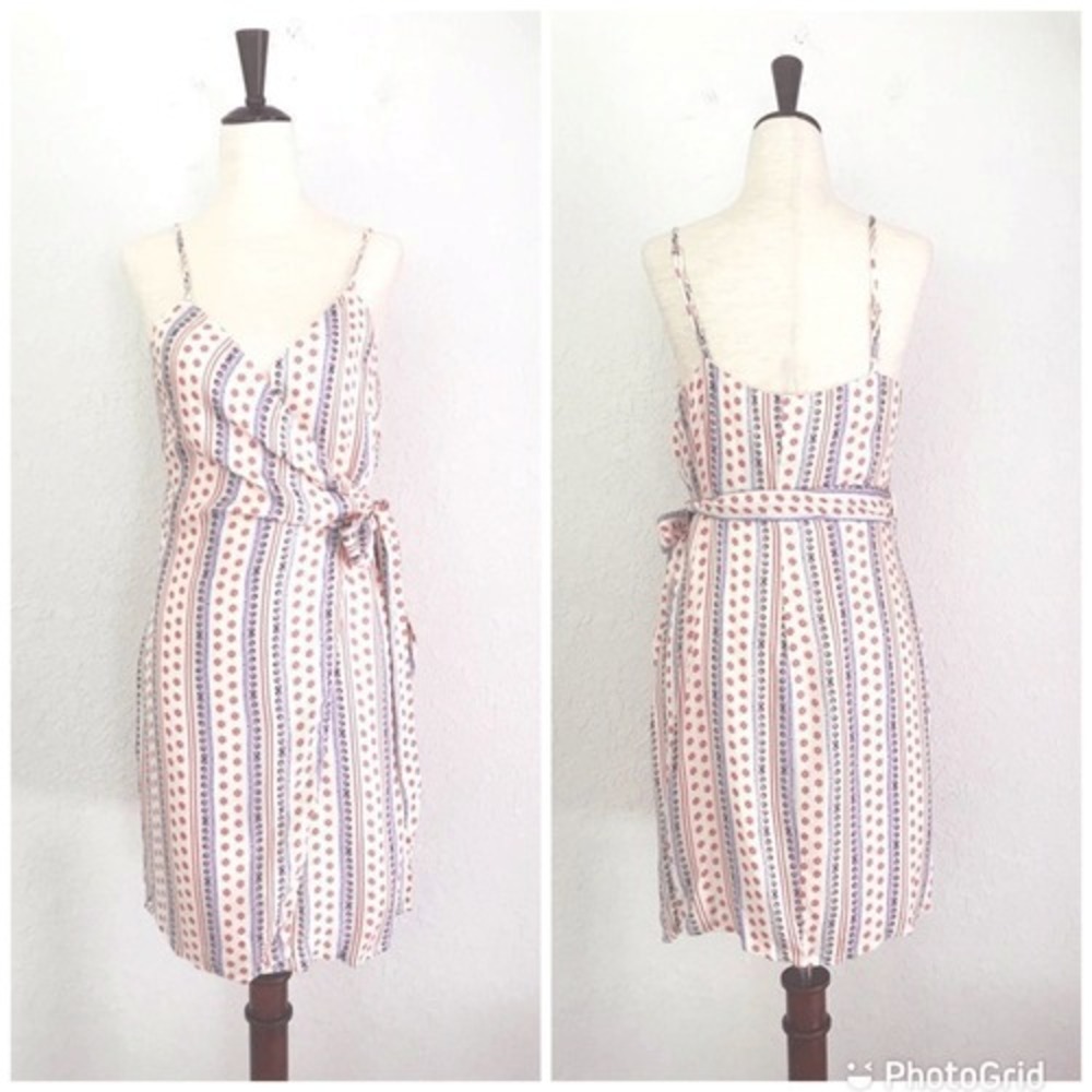 JETSET DIARIES Mini Wrap Dress Medium Cream Floral Print Western Cowgirl New